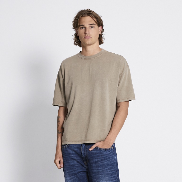 Washed boxy tee "Mikael Washed" Brown